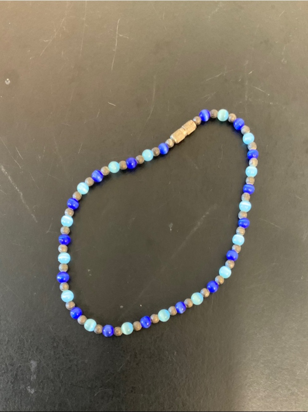 Blue Beaded Ankle Braclet with Light and Dark Blue Beads